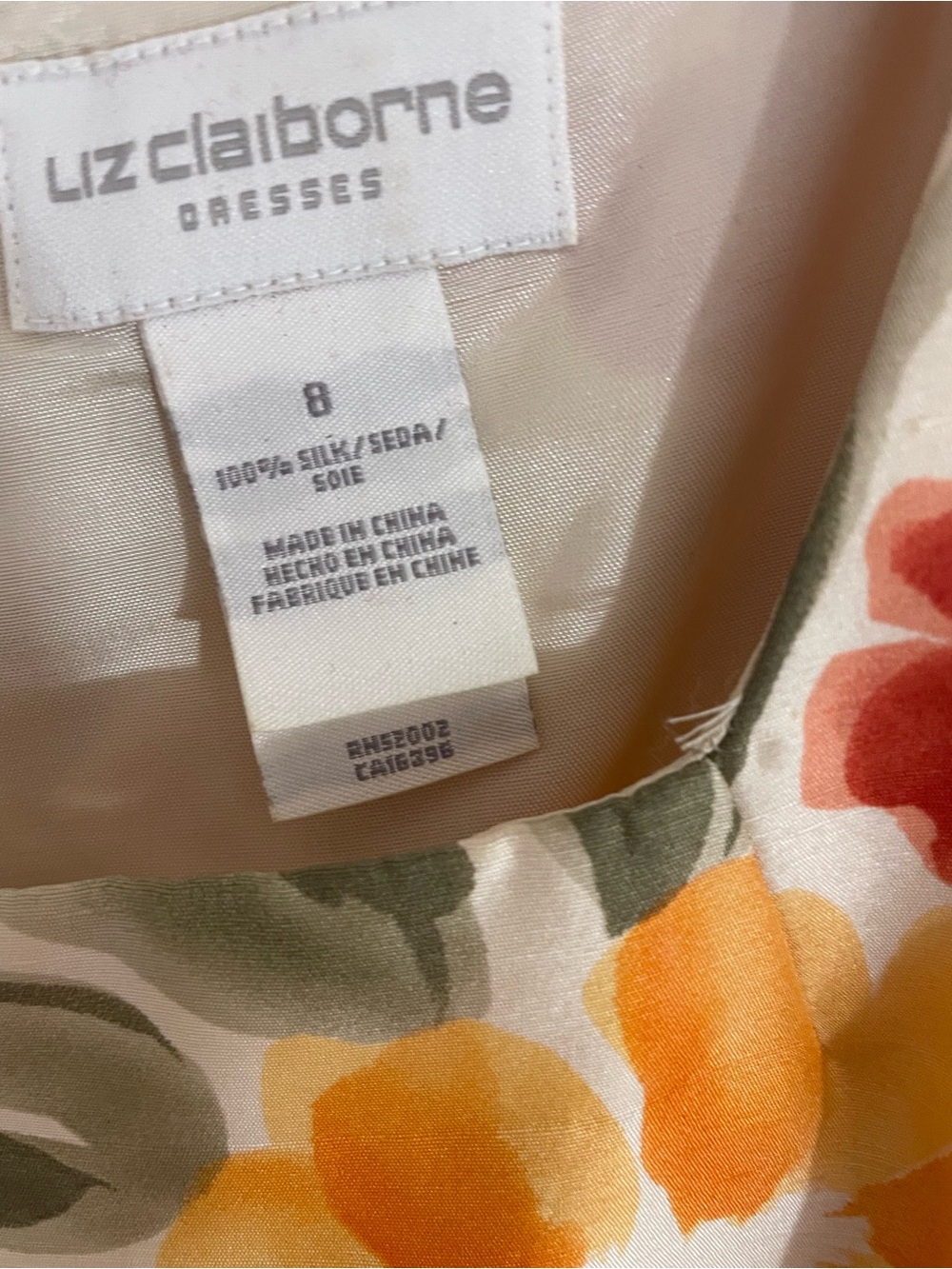Liz Claiborne Vintage Cream Fit-and-Flare Dress with Orange & Red Floral Print - Picture 5 of 10